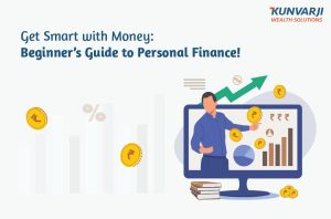 Illustration showing personal finance elements like budgeting, saving, investing, and planning
